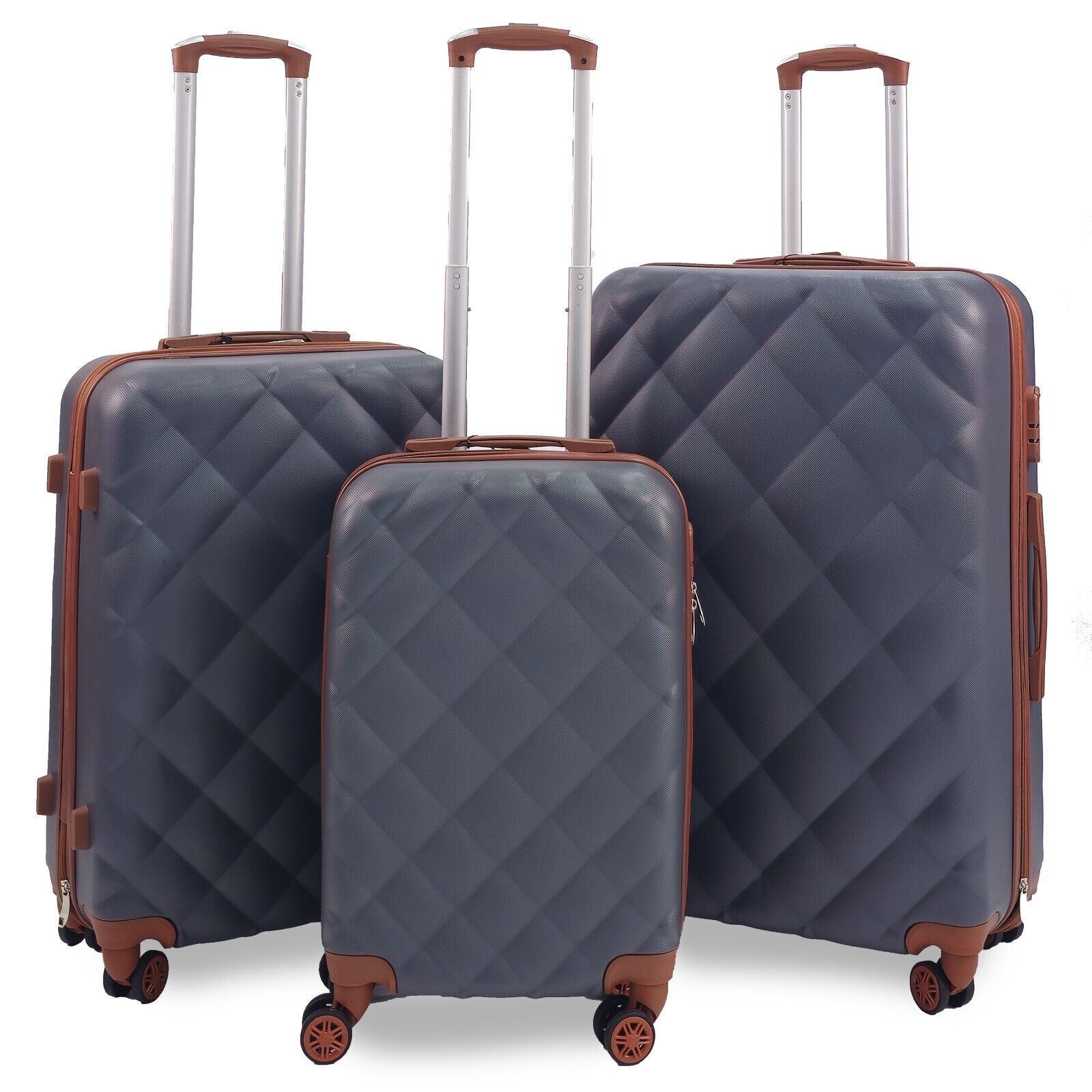 Grey Hard Shell Suitcase Luggage Set Travel Cabin Bag