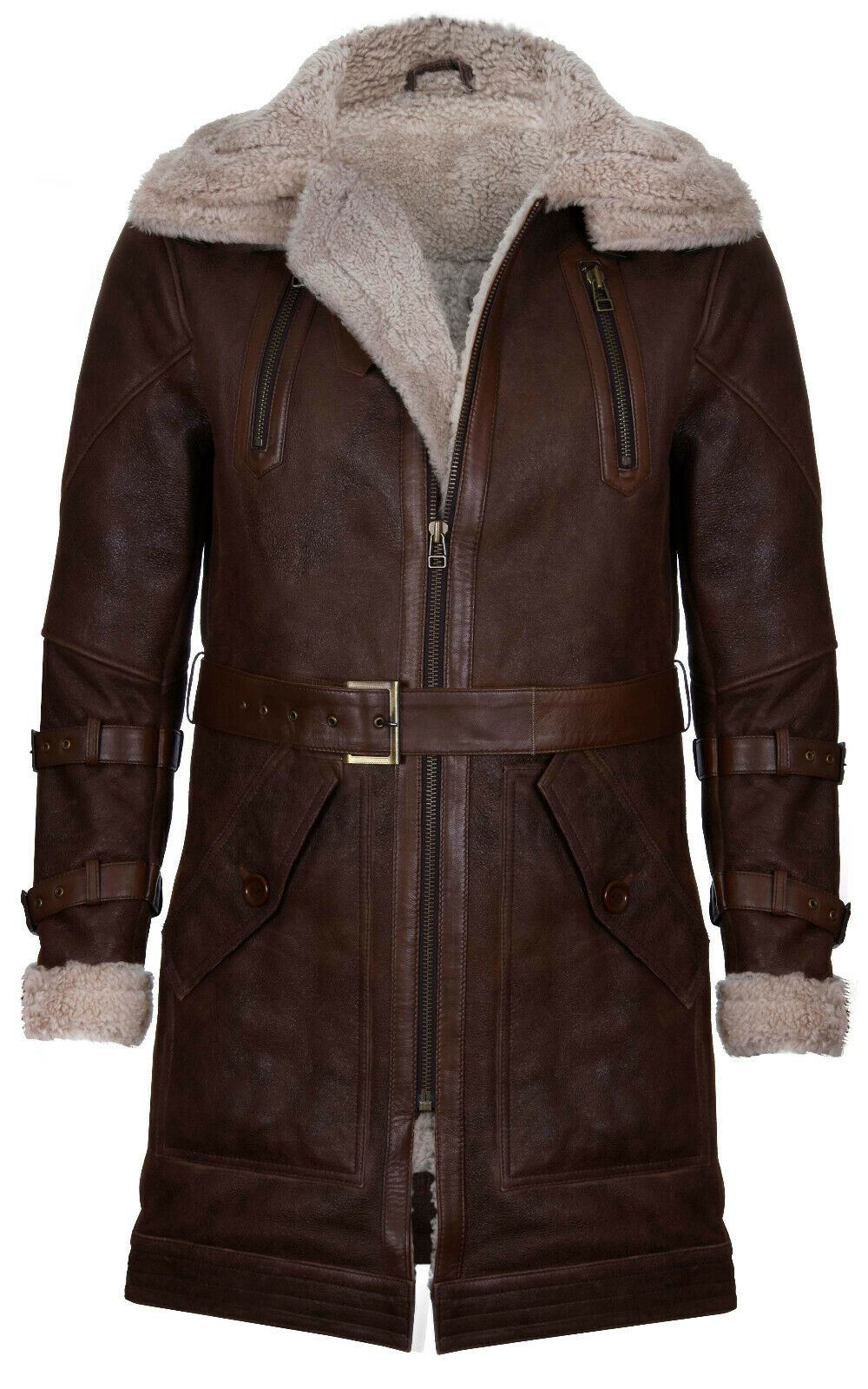 Mens 3/4 Length Sheepskin Leather Overcoat-Kendal