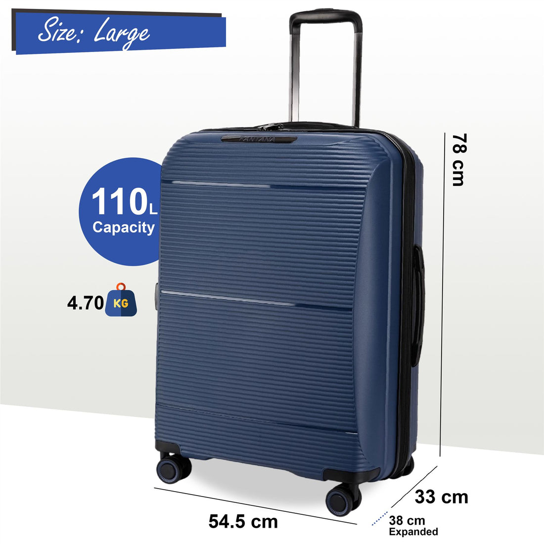 Abiko Large Hard Shell Suitcase in Navy