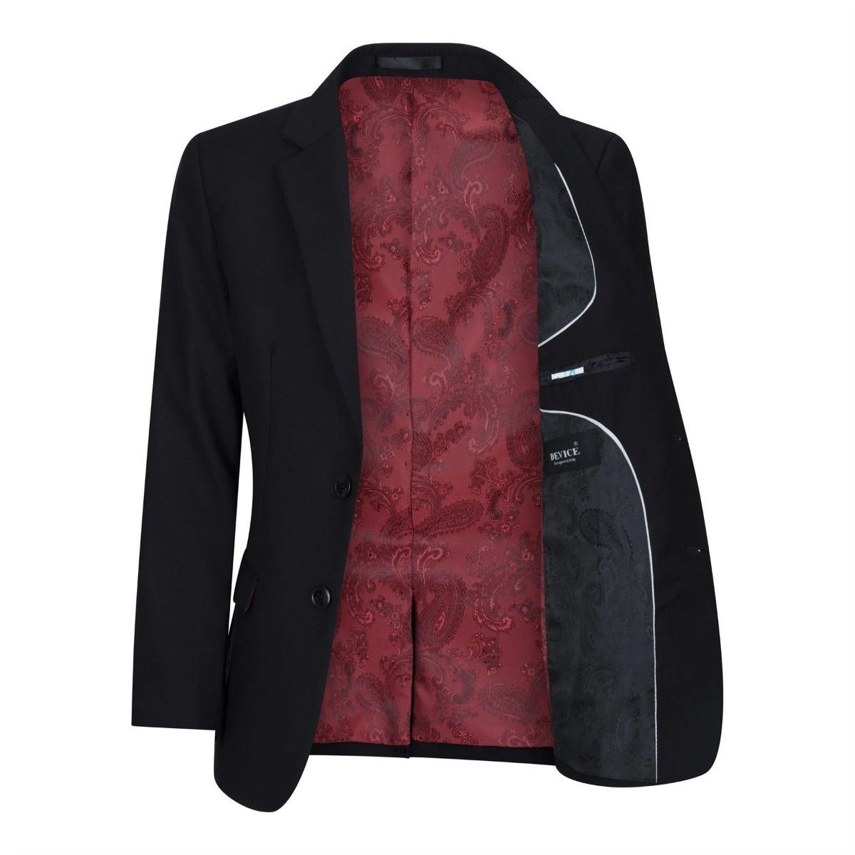 Boys 3 Piece Plain Black Classic Retro Suit