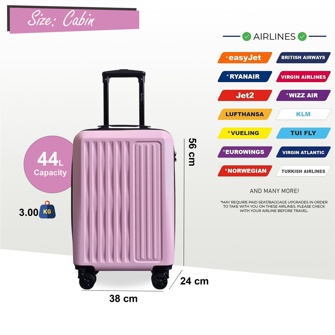 Croydon Cabin Hard Shell Suitcase in Pink