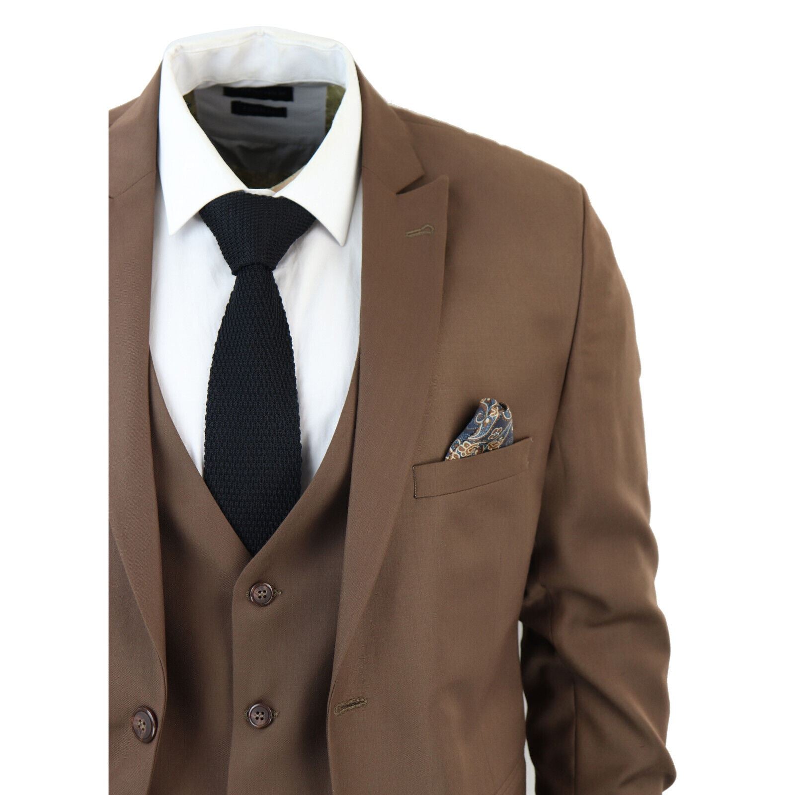 Mens IM1 Classic Plain Brown 3 Piece Suit