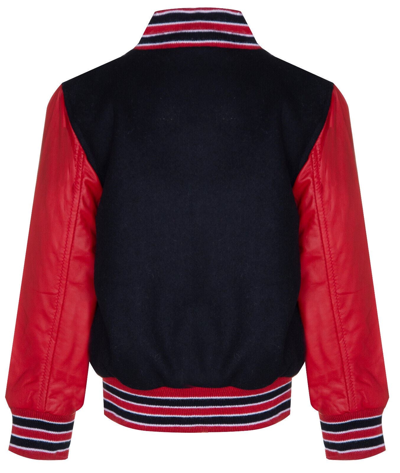 Kids Varsity Bomber Jacket with Real Leather Sleeves 3-13 yrs