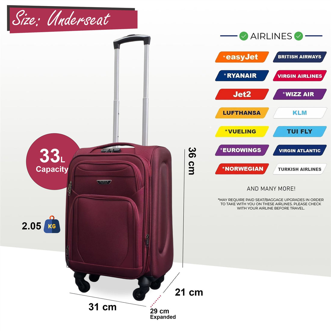Nagoya Unserseat Soft Shell Suitcase in Wine