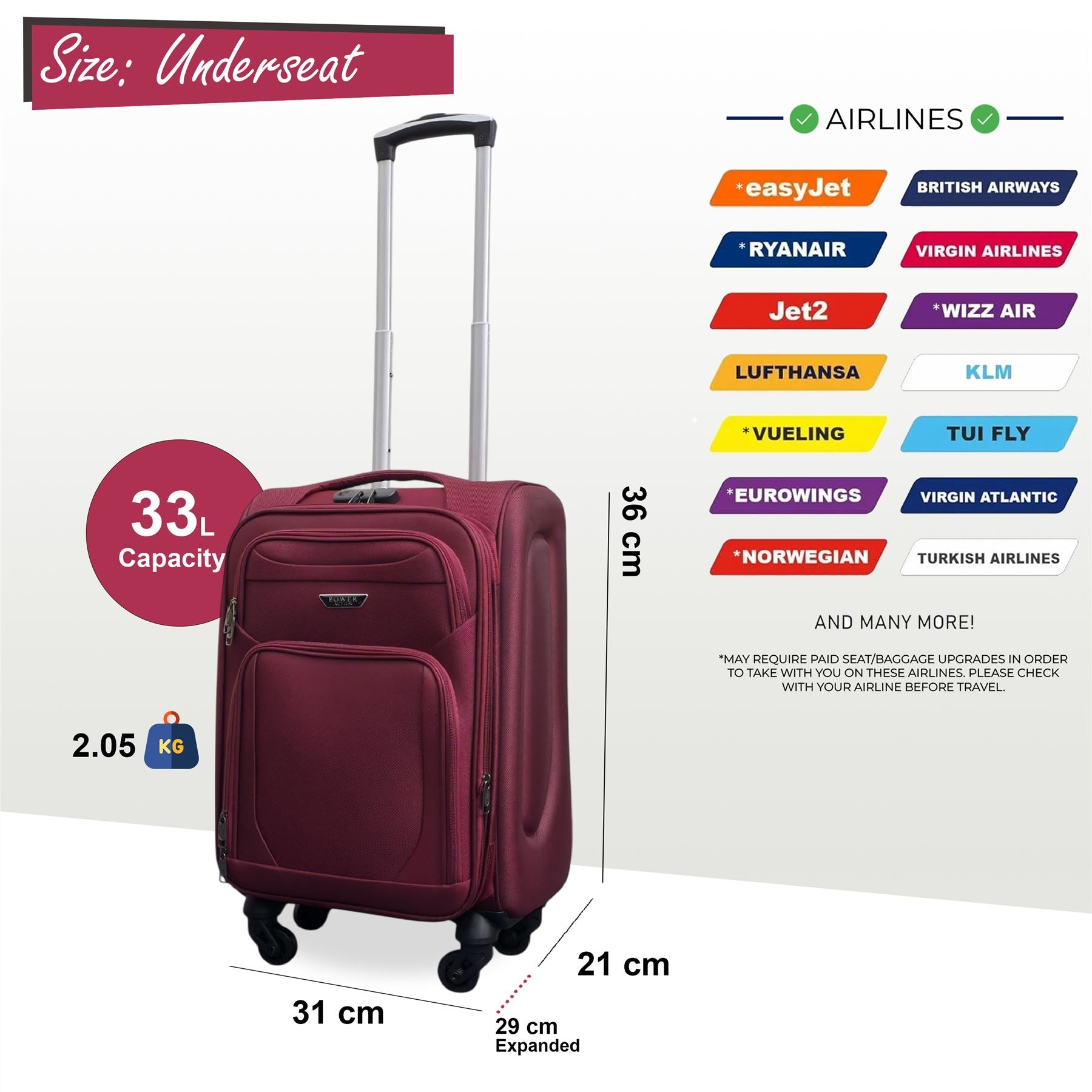 Nagoya Unserseat Soft Shell Suitcase in Wine
