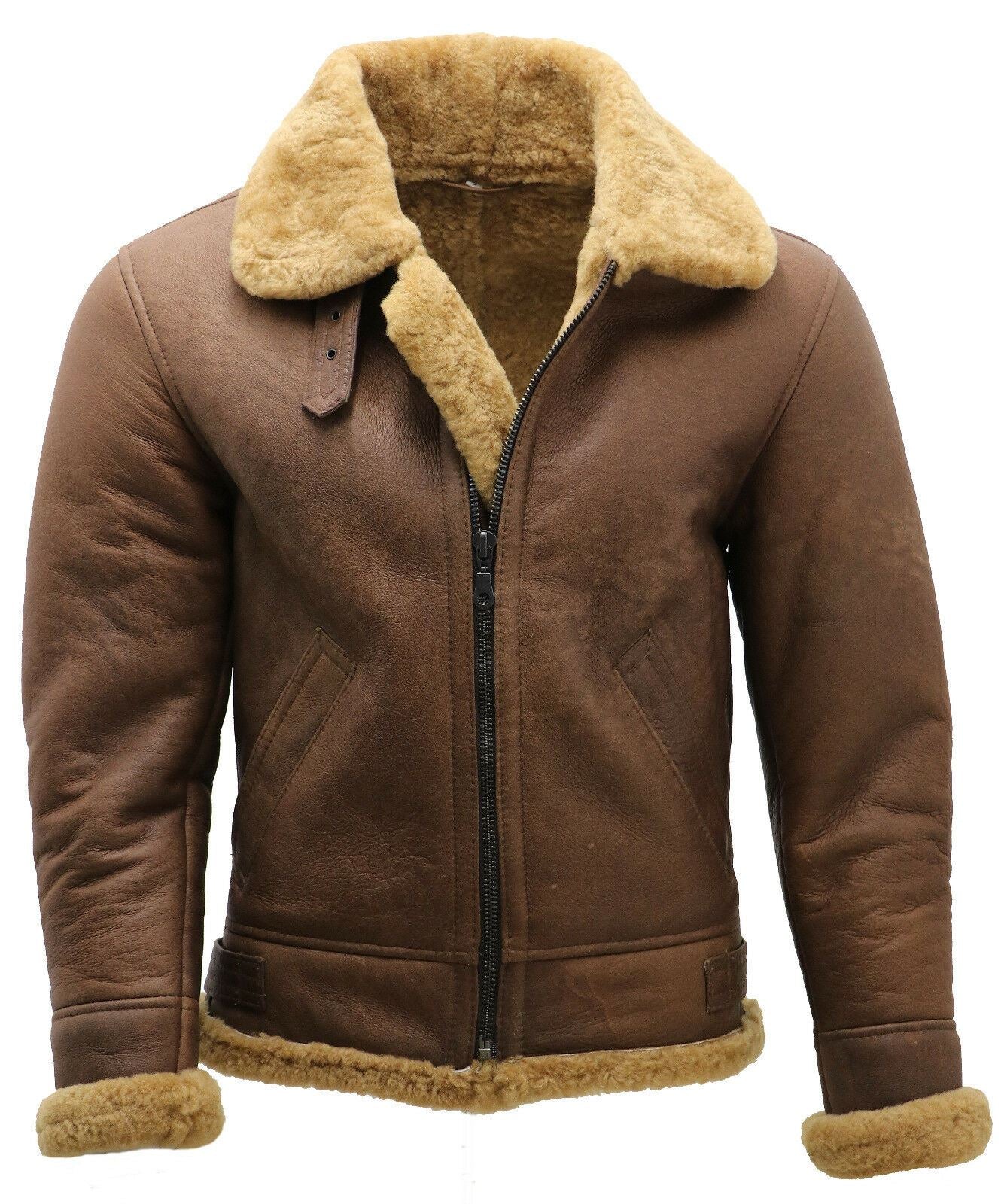 Mens Sheepskin Leather B3 Flying Aviator Aviator Jacket-Hessle