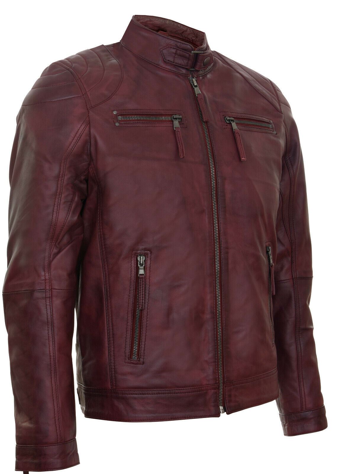 Mens Versatile Moto Leather Biker Jacket-Stapleford
