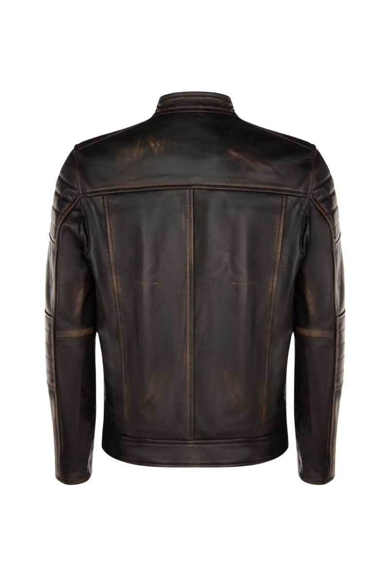 Mens Vintage Leather Retro Biker Jacket - Zakinthos