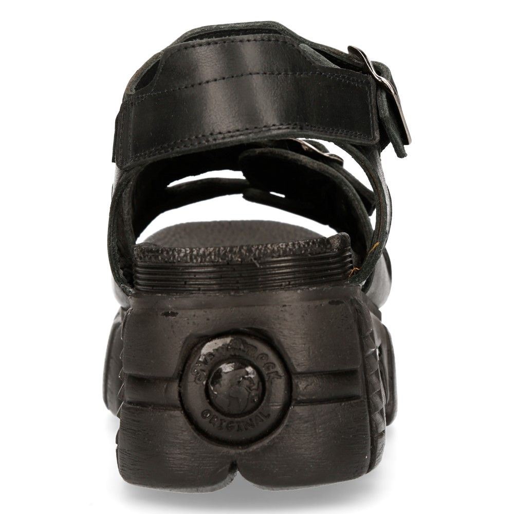 New Rock Unisex Metallic Black Punk Sandal Boots- M-BIOS101-C2