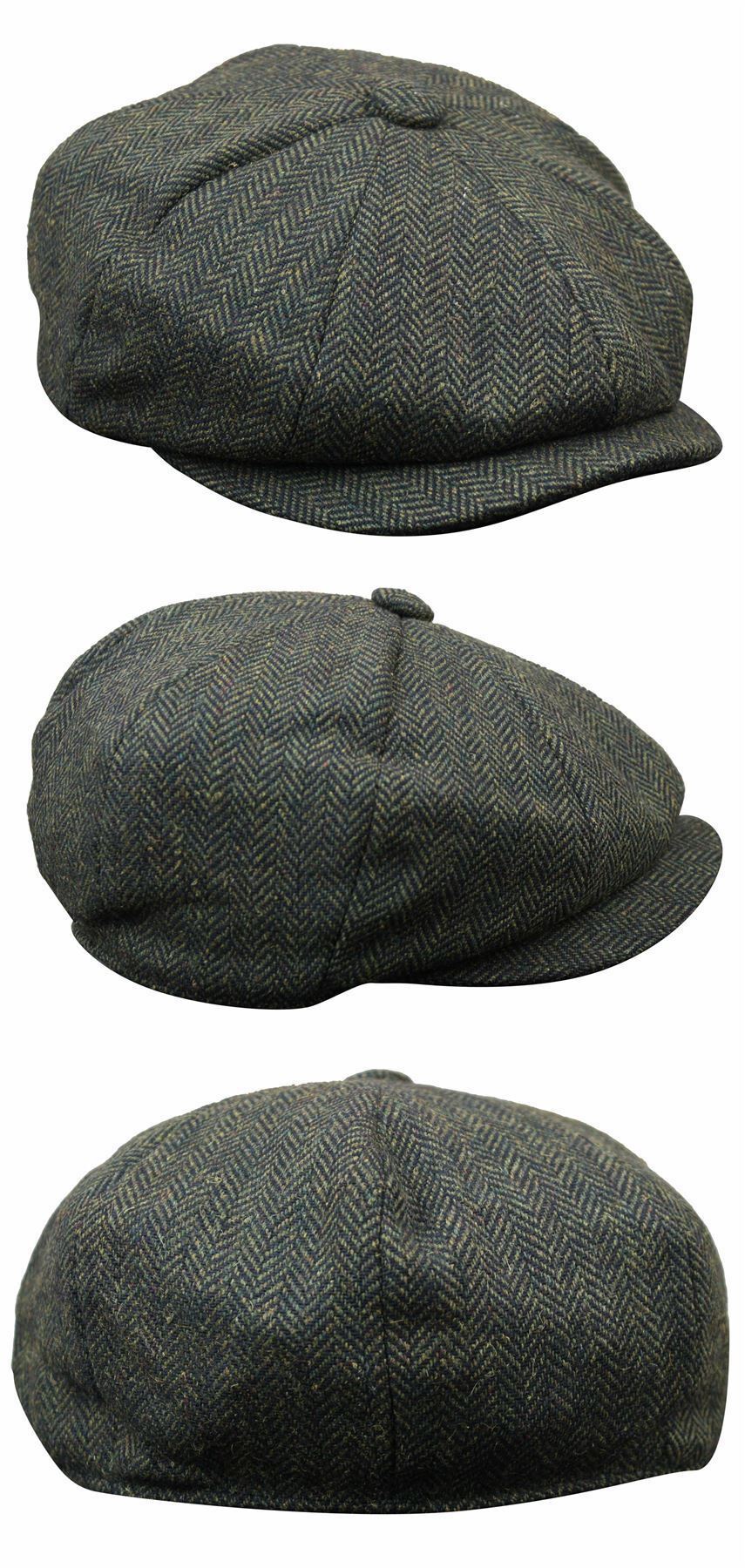 Mens Peaky Blinders Charcoal Tweed Gatsby Flat Baker Hat