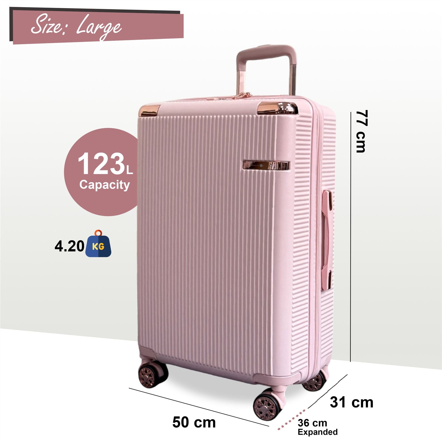 Cowra Large Hard Shell Suitcase in Rose Gold