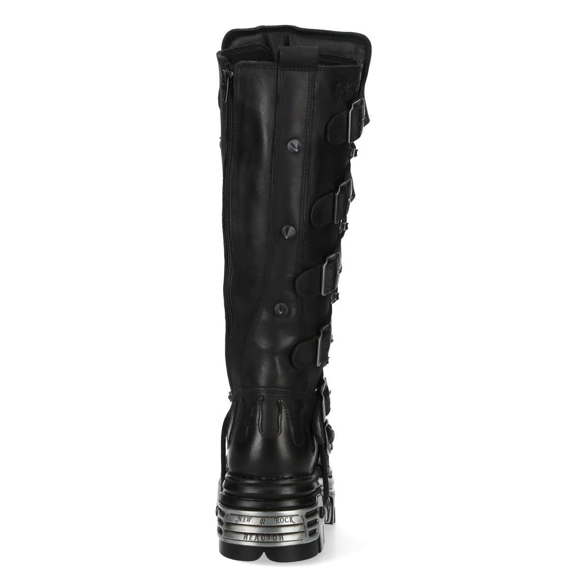 New Rock M-161-C10 Knee High Black Leather Spiked Gothic Boots