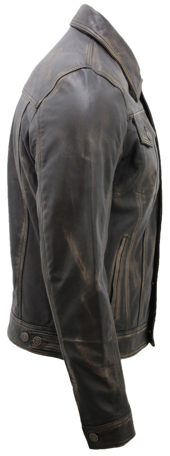 Mens Leather Trucker Jacket-Dartford