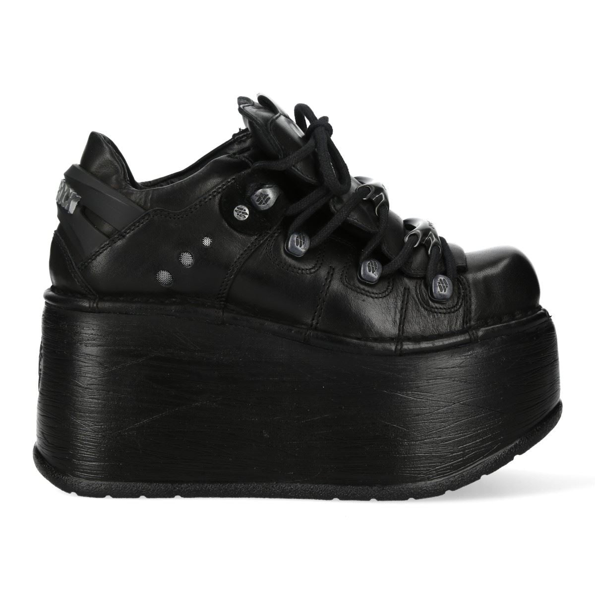 New Rock M-120N-C96 Black Leather Gothic Chunky Platform Ankle Boots