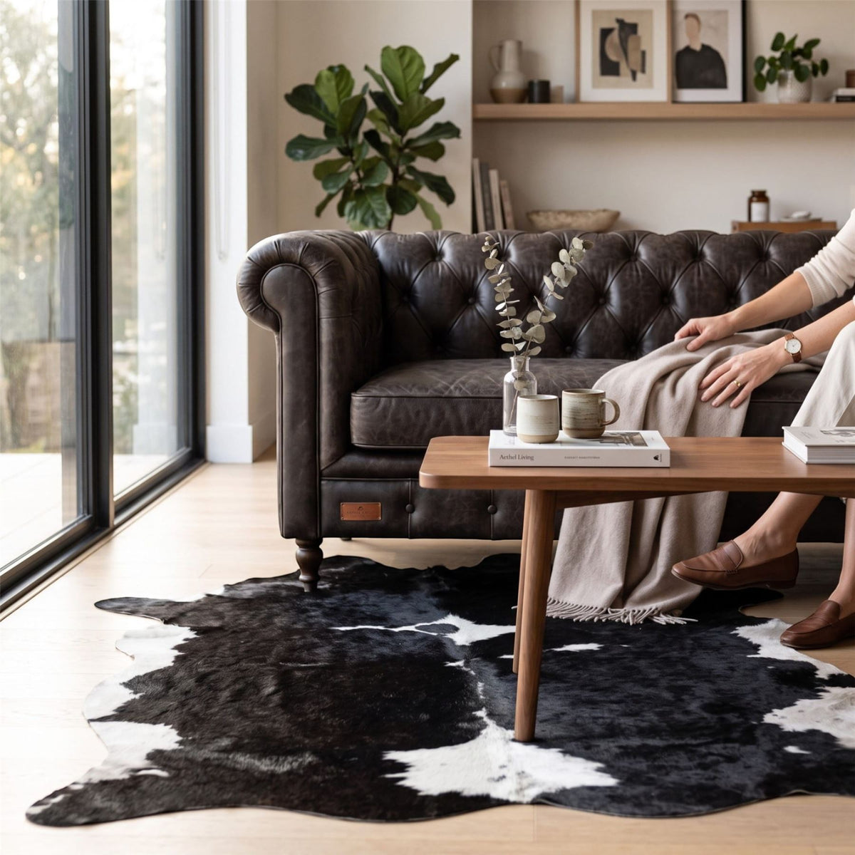 Natural Cow Leather Cowhide Hairon Rug - Hereford
