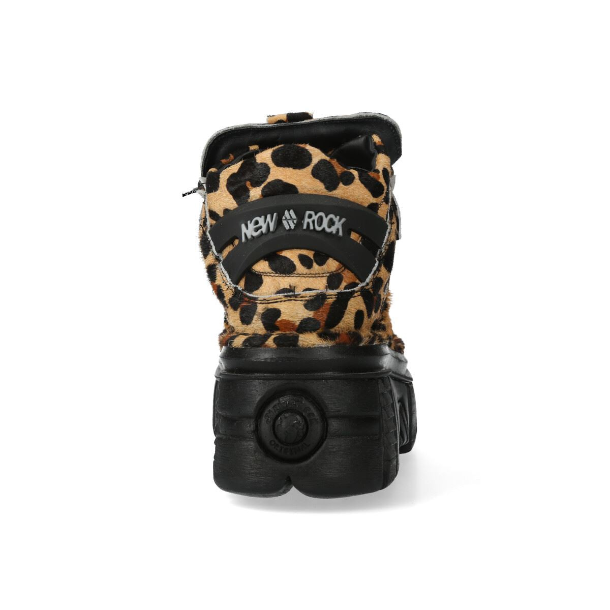 New Rock M-106-C192 Leopard Brown Leather Gothic Ankle Boots