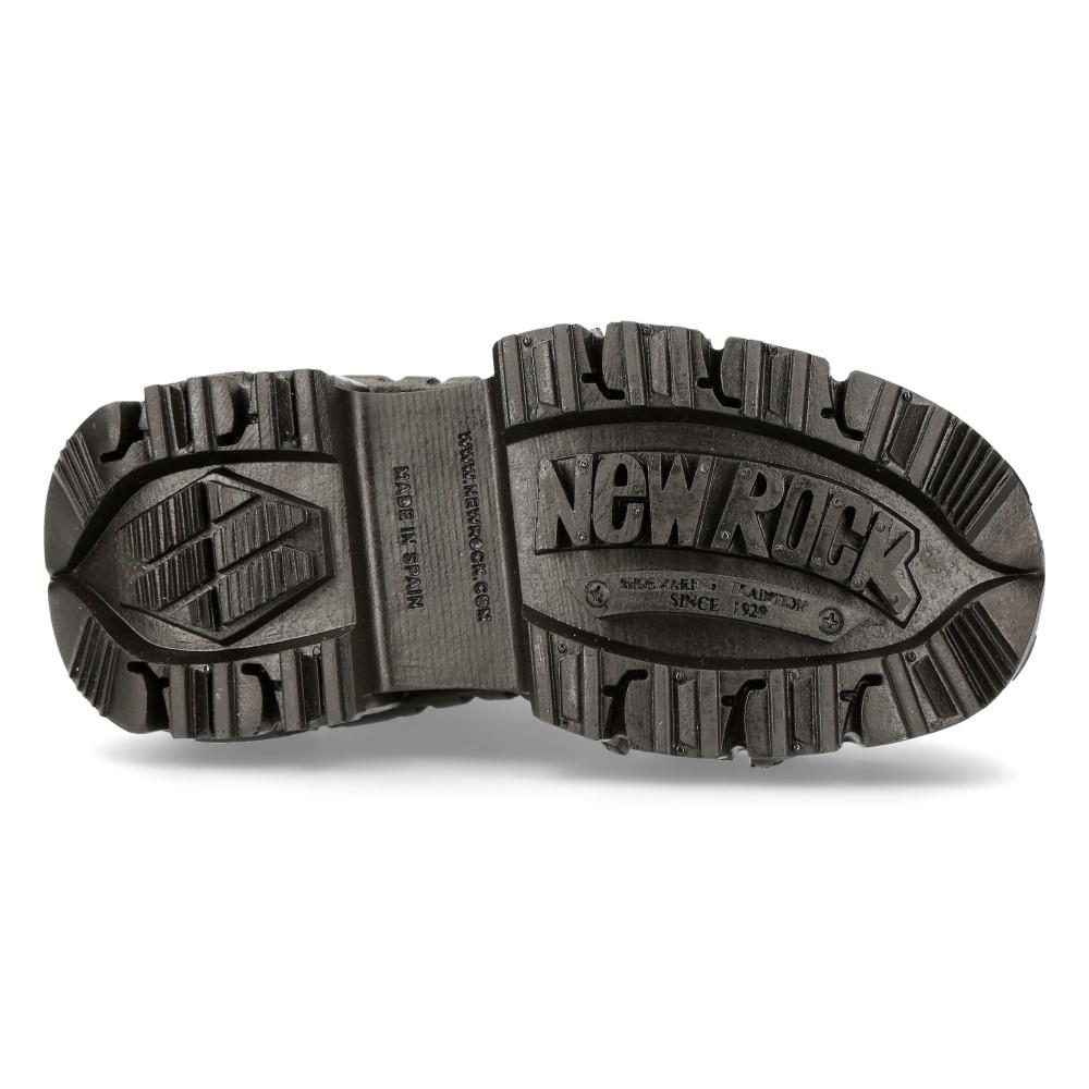 New Rock Unisex Black Leather Combat Platform Boots- TANK083-C1