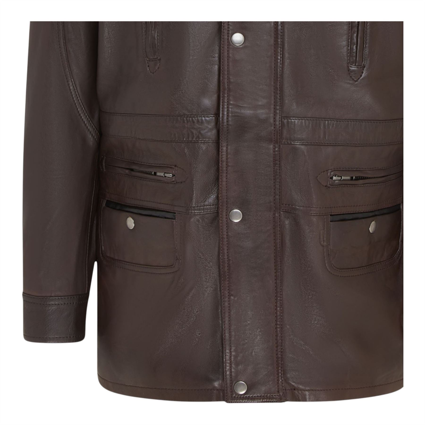 Mens Soft Italian Leather Parka Coat-Winnipeg