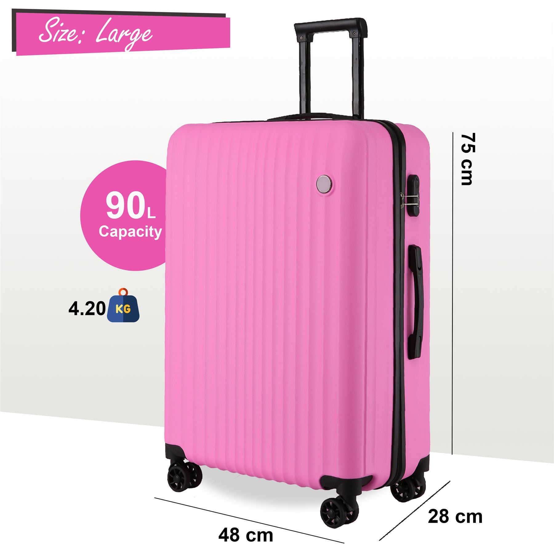 Edmonton Set of 3 Hard Shell Suitcase in Pink