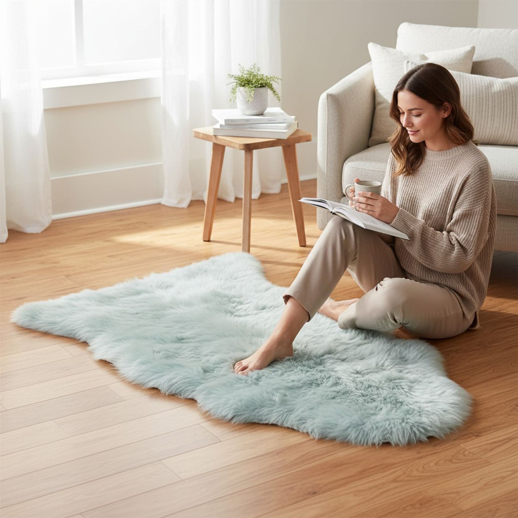Genuine Sheepskin Natural Silky Soft Fluffy Real Wool Rug