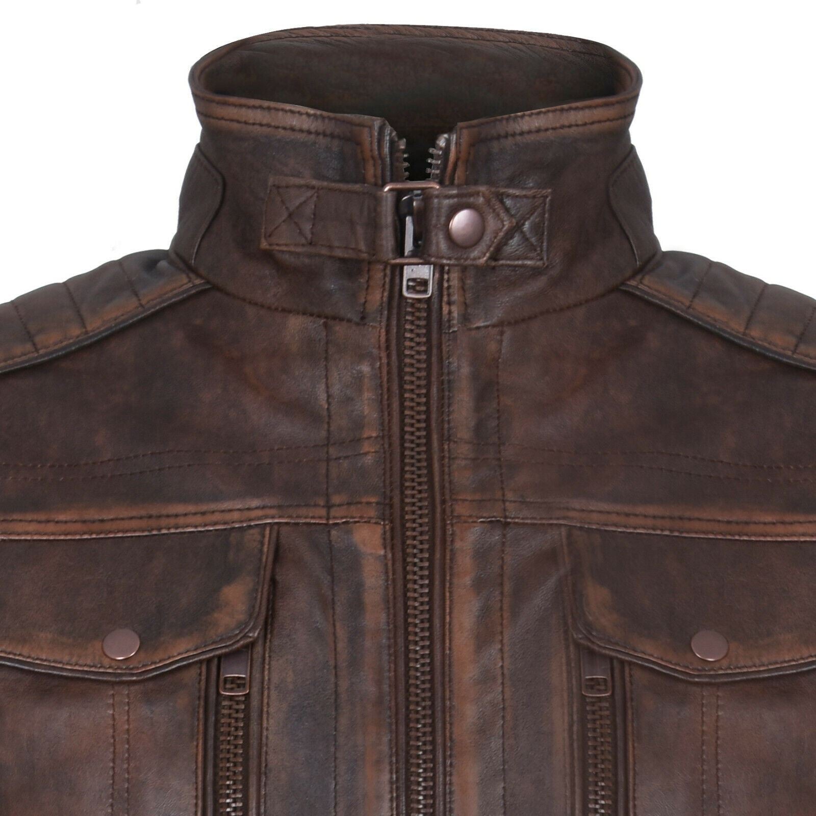 Men Vintager Classic Leather Biker Jacket-Southwick