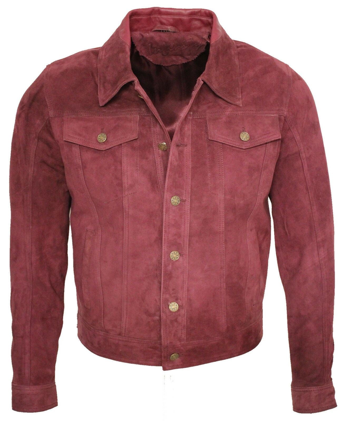 Mens Suede Leather Trucker Jacket-Dartmouth