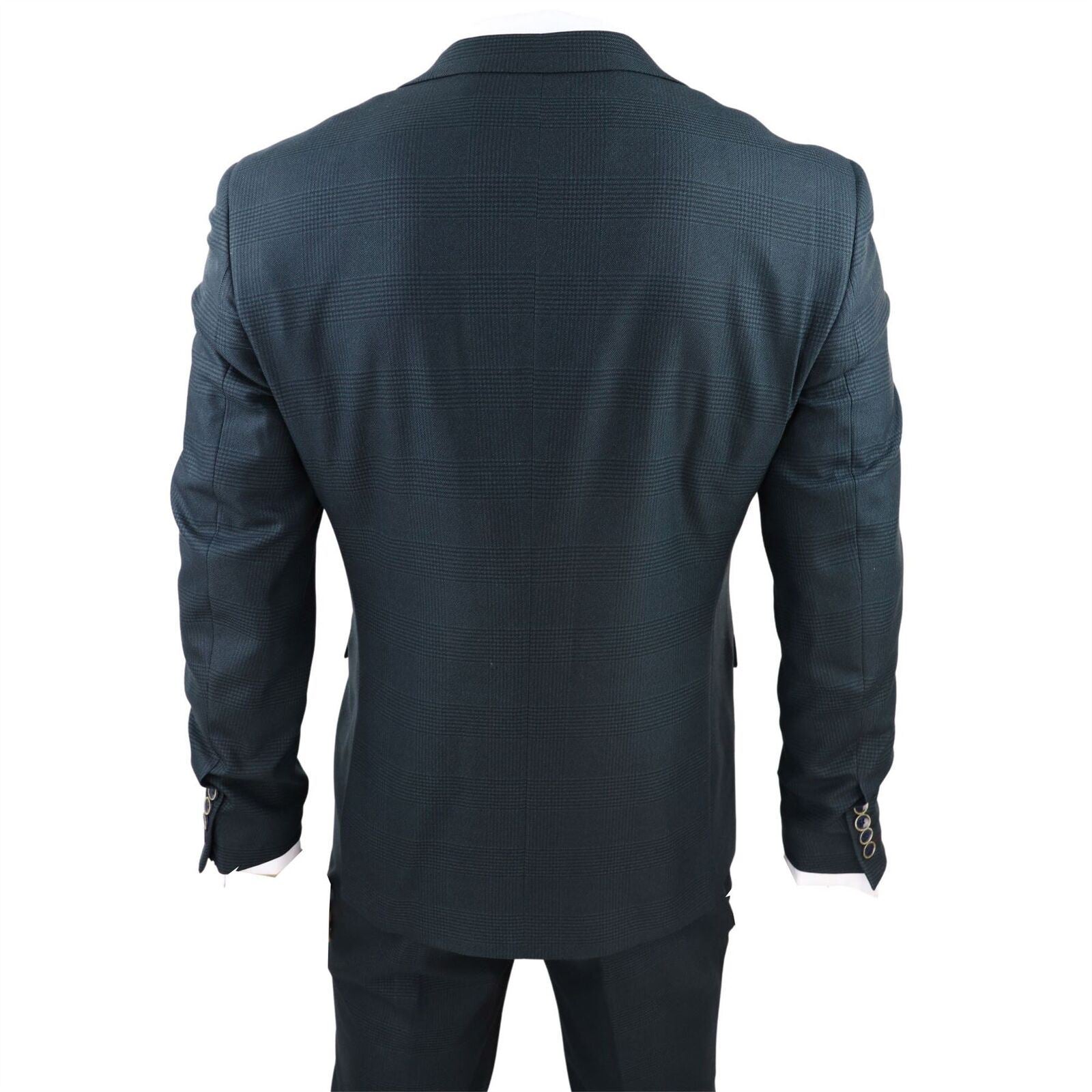 Mens Olive Green 3 Piece Check Tailored Fit Suit