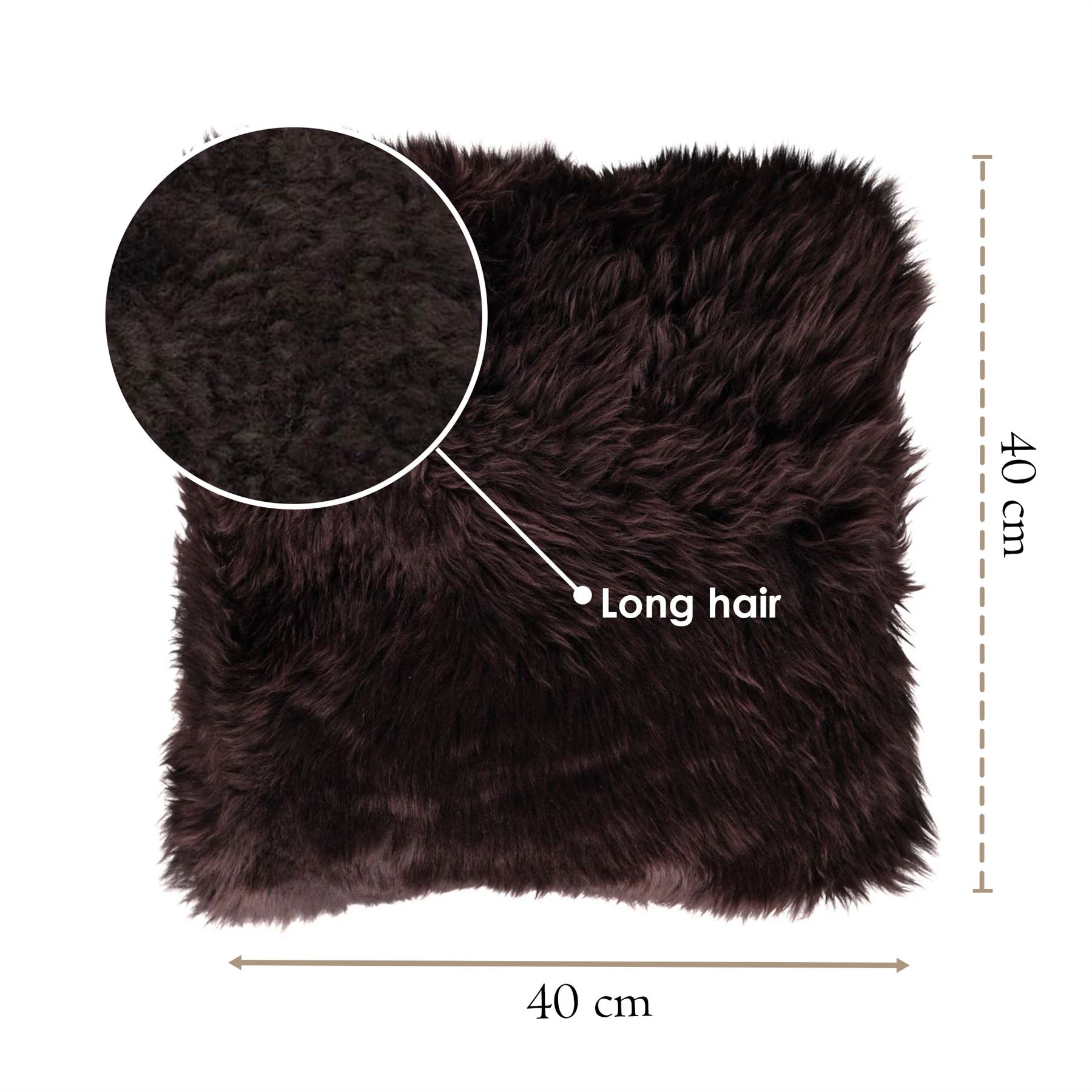 Genuine Sheepskin 40x40cm Real Wool Single Sided Cushion