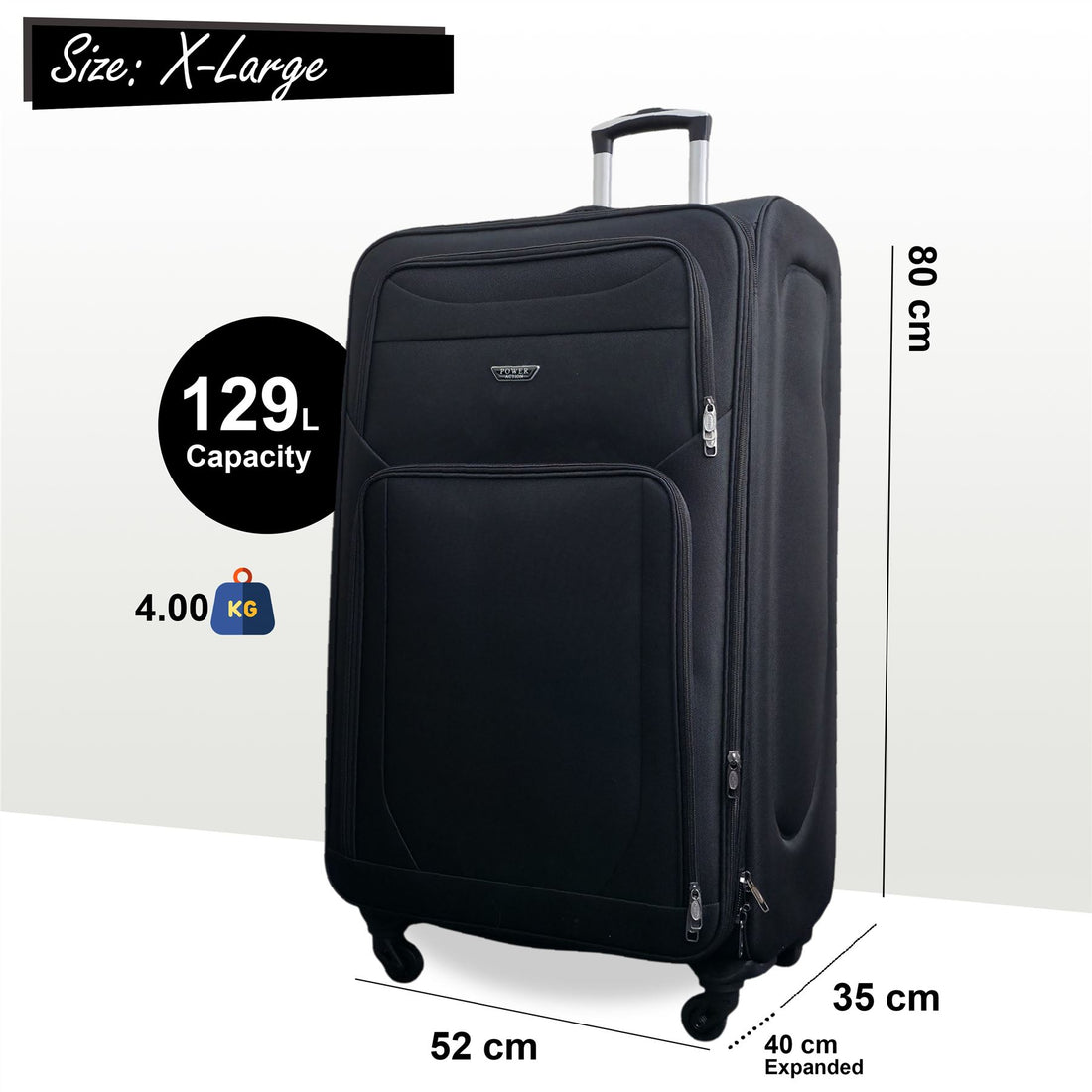 Nagoya X-Large Soft Shell Suitcase in Black
