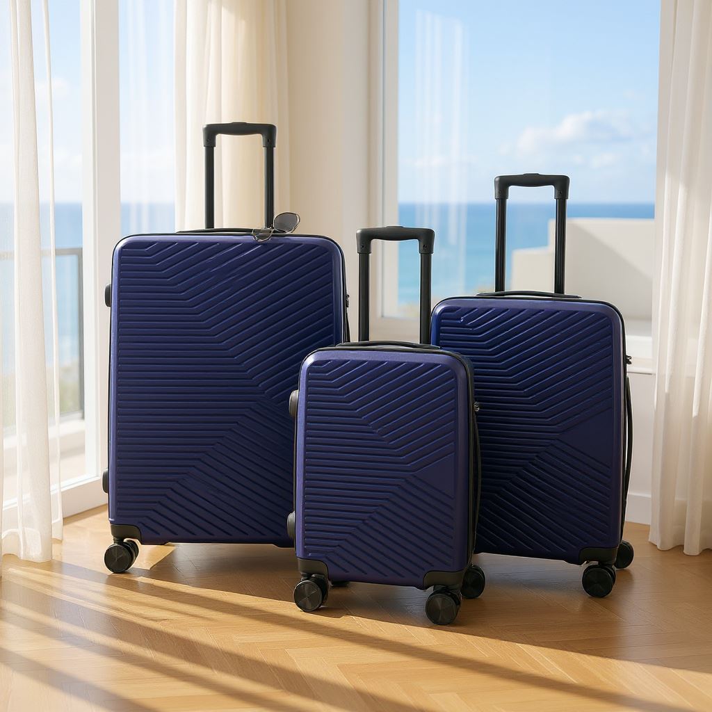 Junee Set of 3 Hard Shell Suitcase in Navy Blue