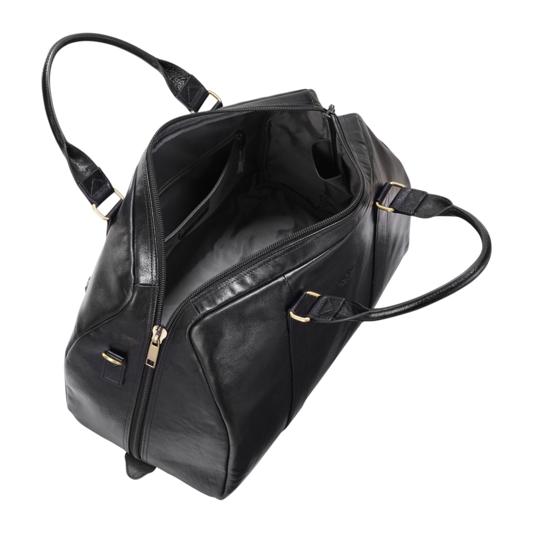 Vintage Genuine Leather Black Holdall Duffle Gym Travel Bag - Atlas