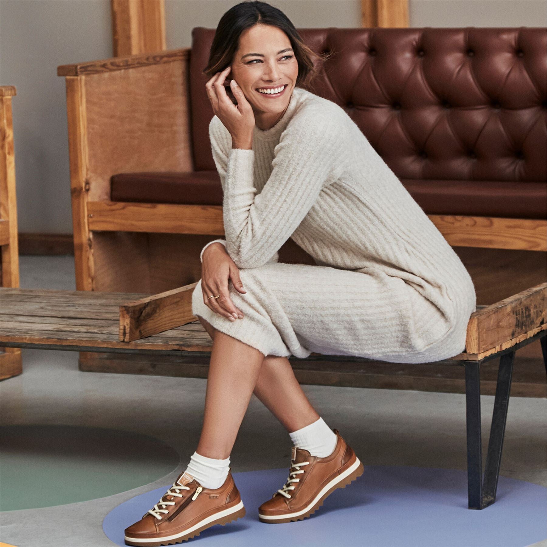 Pikolinos Women’s Brandy Brown Leather Laces & Zipper Trainers - Vigo