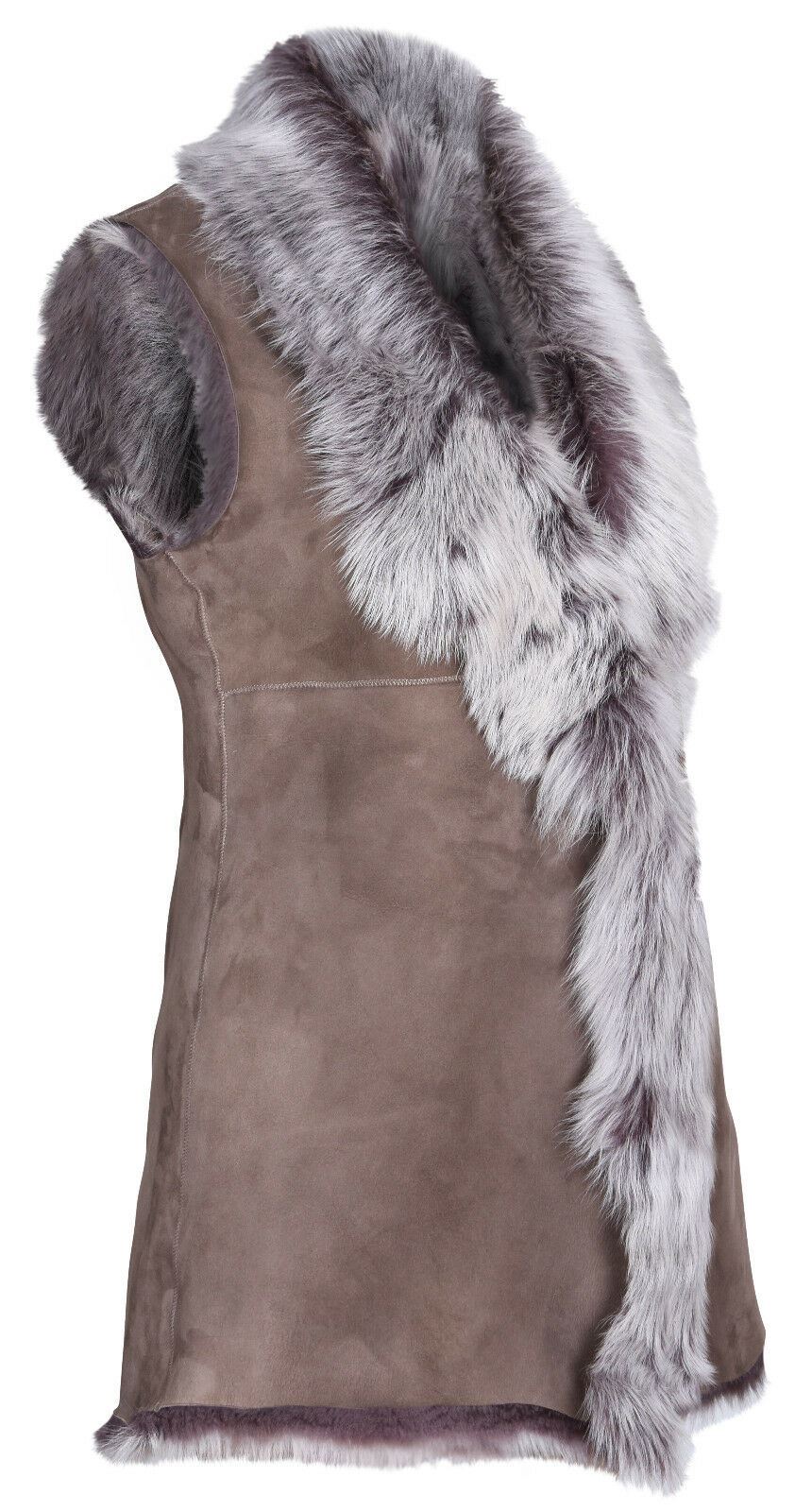 Womens Warmer Toscana Sheepskin Long Gilet-Seaford