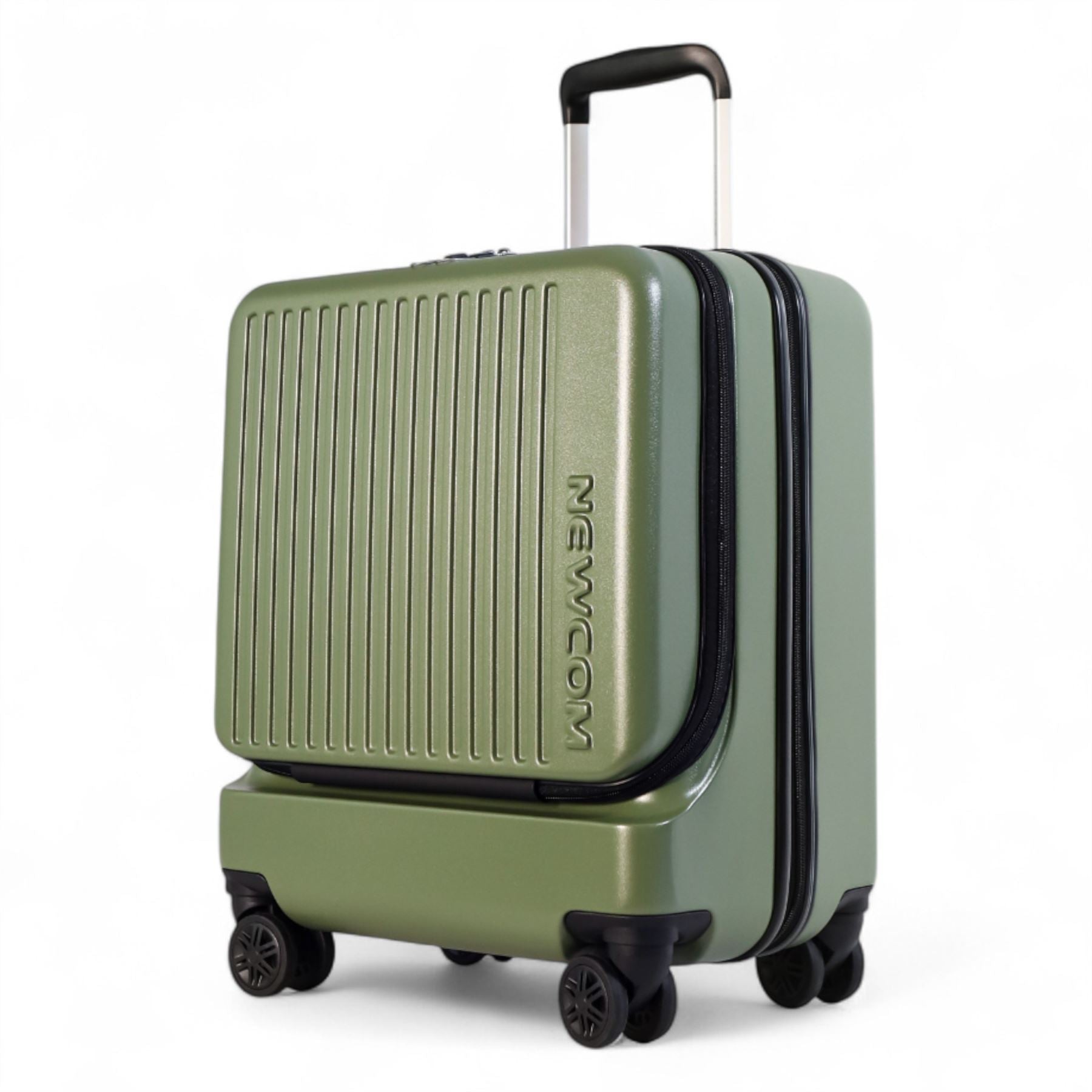 Durable EasyJet Ryanair 39 x 26 x 51.5 cm Olive Green Front Open Cabin Luggage Travel Suitcase