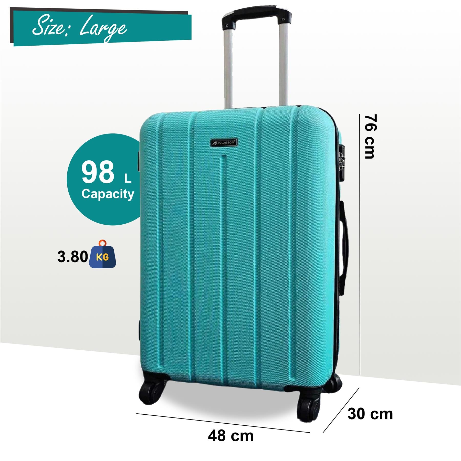 Castleberry Large Hard Shell Suitcase in Teal