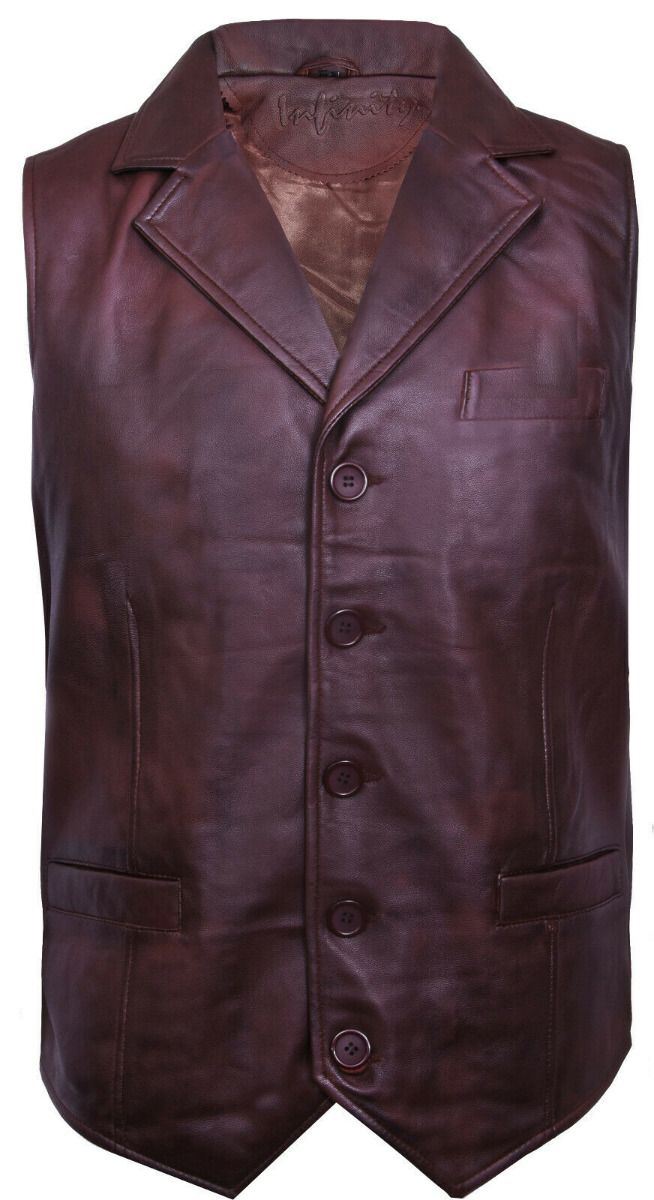Mens Classic Leather Waistcoat-Gosport