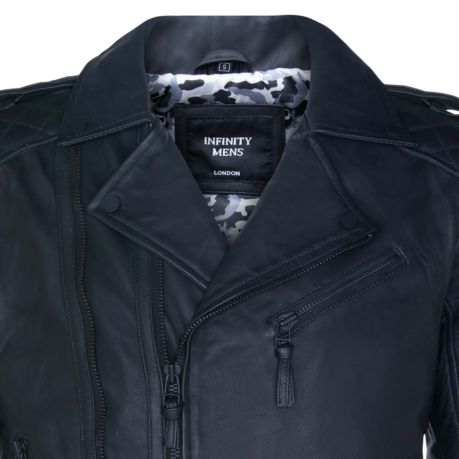 Mens Double Zip Leather Biker Jacket-Sandbach
