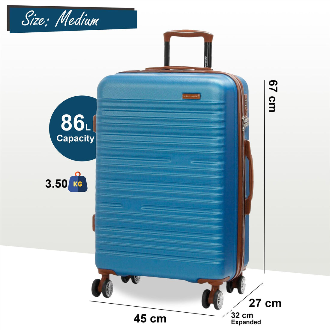 Armidale Medium Hard Shell Suitcase in Blue