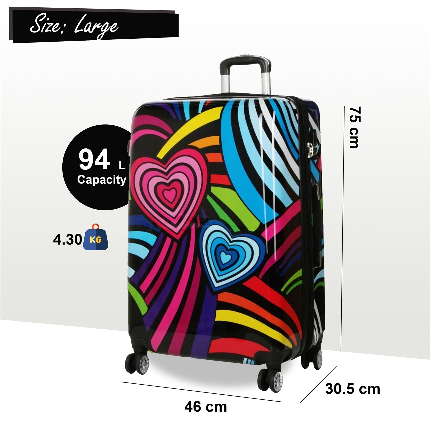 Brooks Set of 3 Hard Shell Suitcase in Hearts