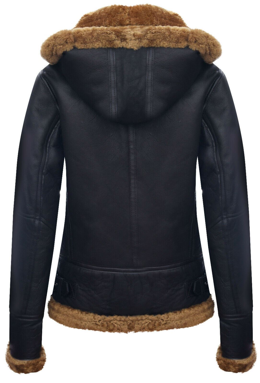 Womens Warmer Hooded Sheepskin Leather Jacket-Orford