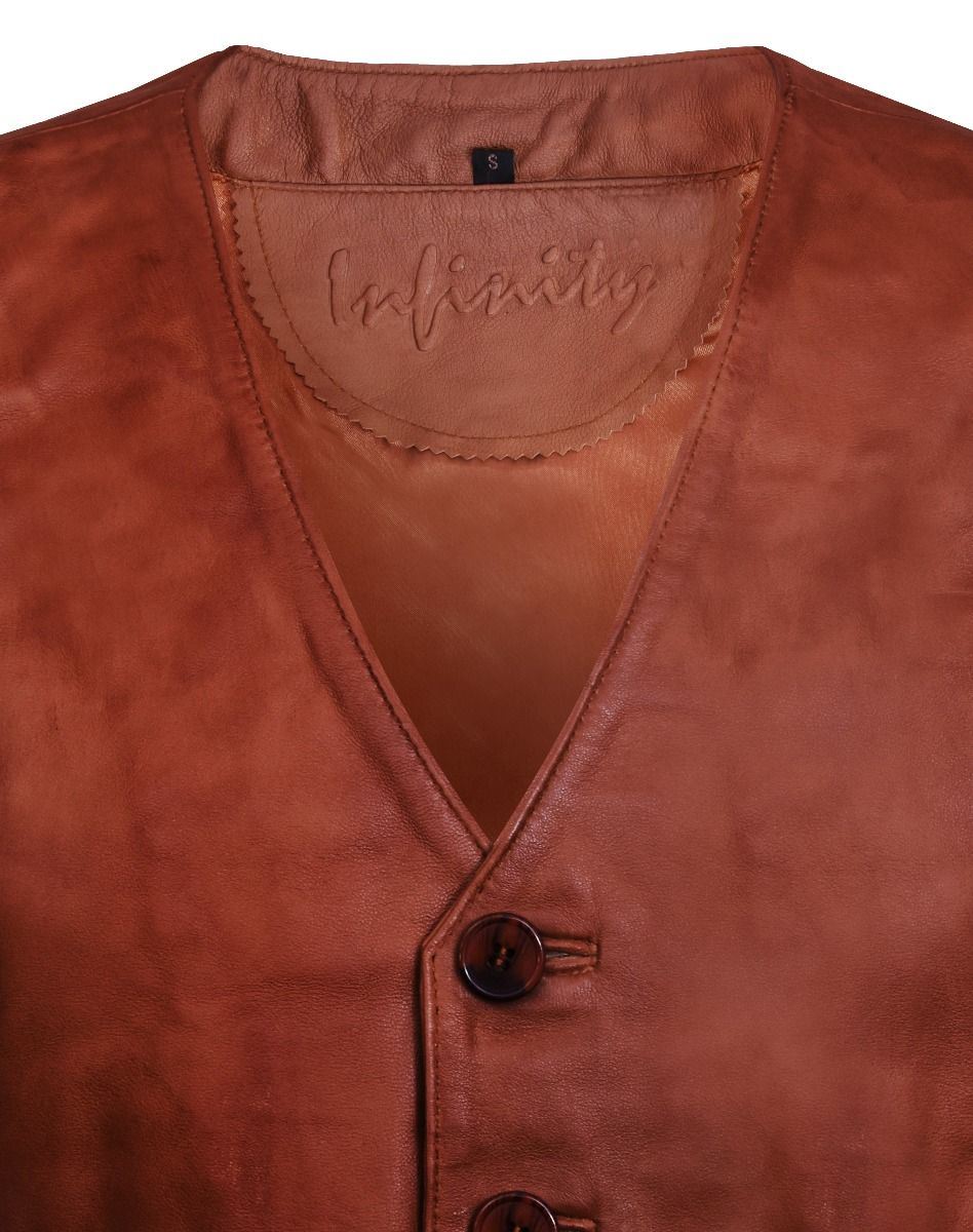 Mens Classic Leather Waistcoat-Grantham