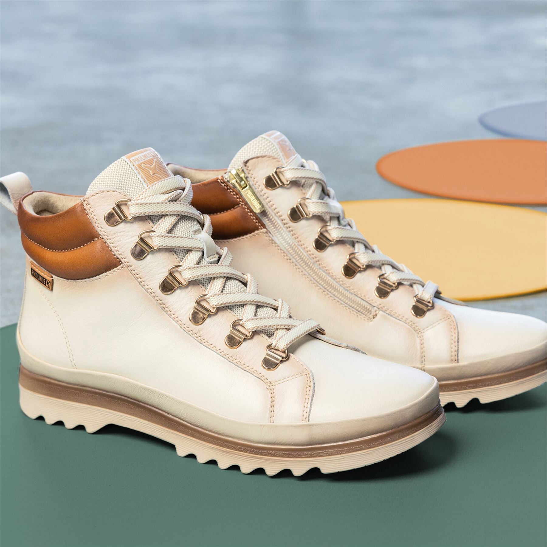 Pikolinos Women’s Nata White Leather Ankle Trainers Boots - Vigo