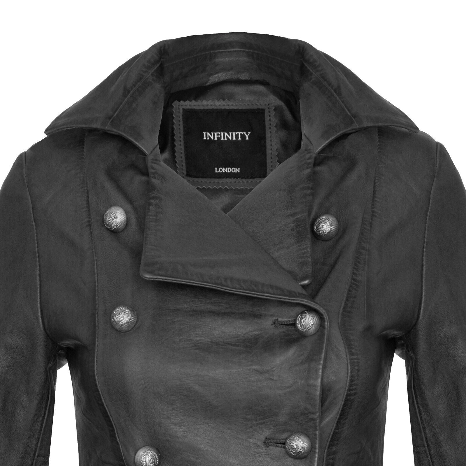 Womens Goth Leather Edwardian Flare Coat-Rushmoor