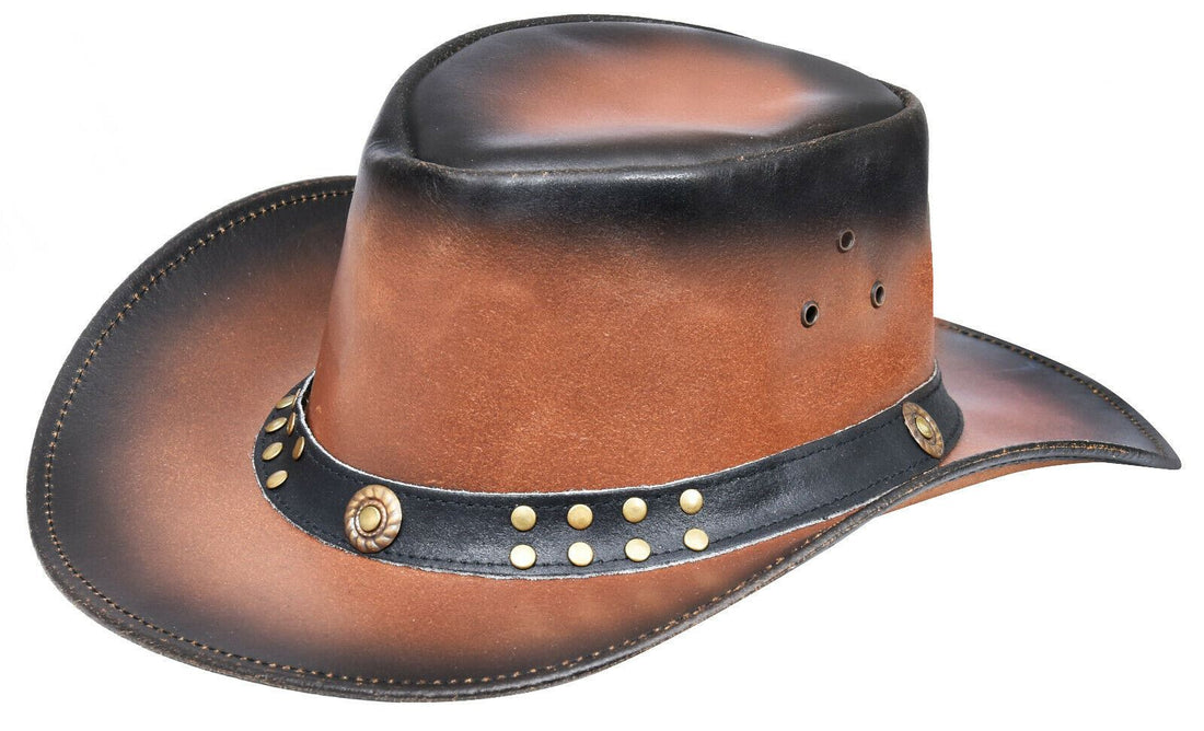 Australian Smoke Western Style Cowboy Outback Real Leather Aussie Bush Hat - Upperclass Fashions 