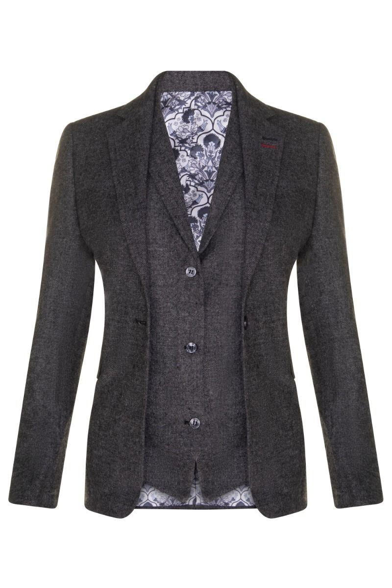 Womens 1920s Grey Wool Classic Vintage Retro Blazer