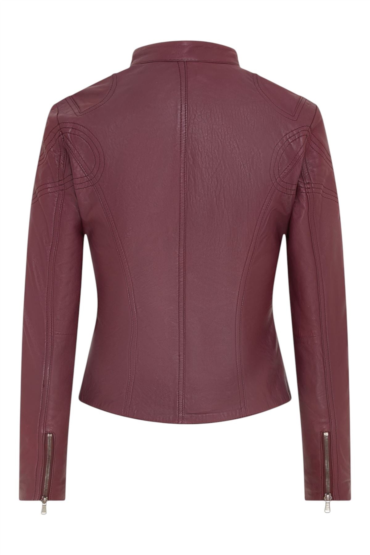 Womens Slim-Fit Leather Biker Jacket-Maldon