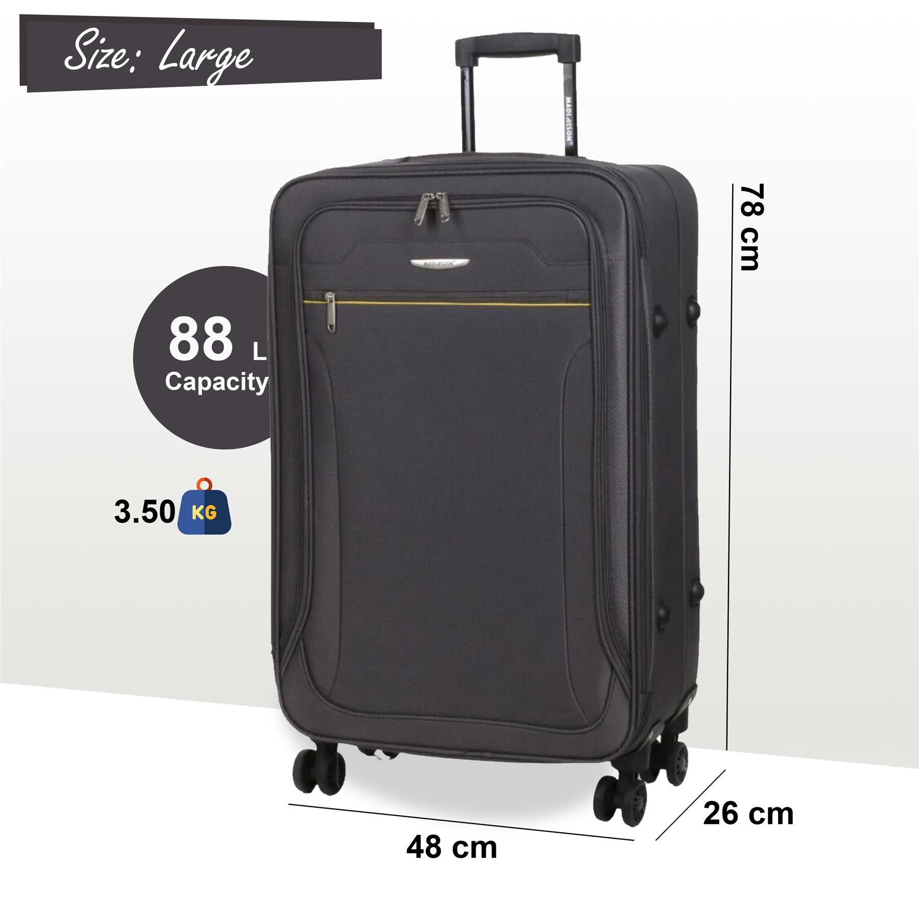 Calera Large Soft Shell Suitcase in Grey