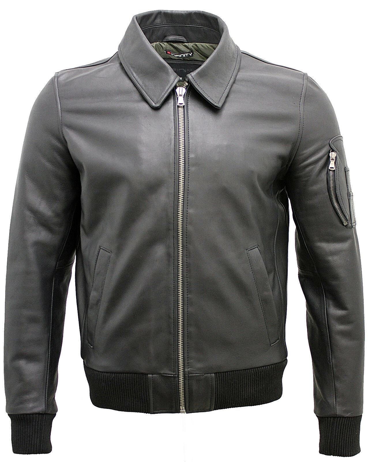 Mens Cowhide A2 Leather Bomber Jacket-Chingford