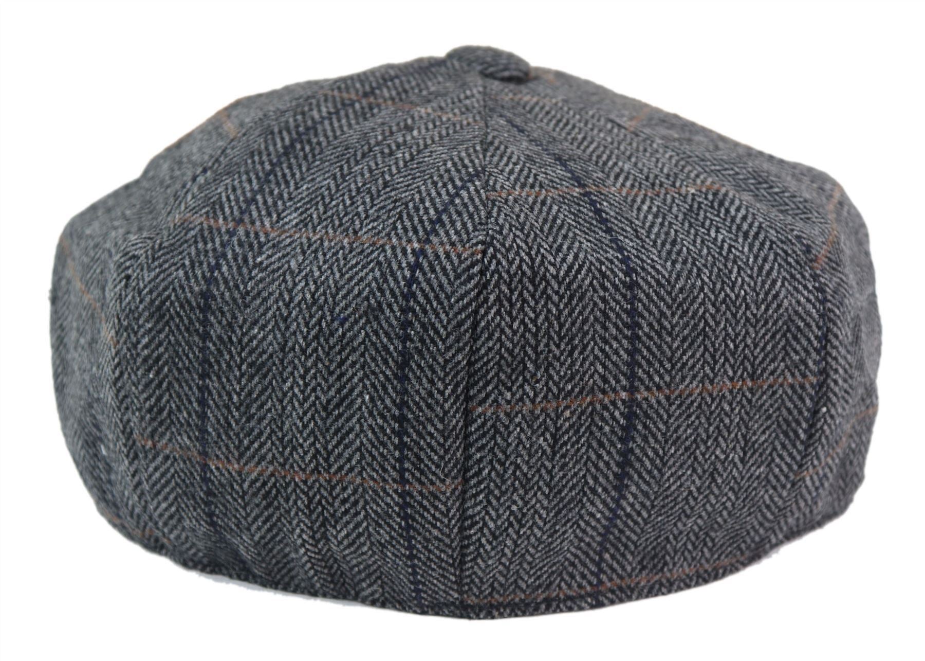Mens Peaky Blinders Herringbone Newsboy Gatsby Flat Baker Hat