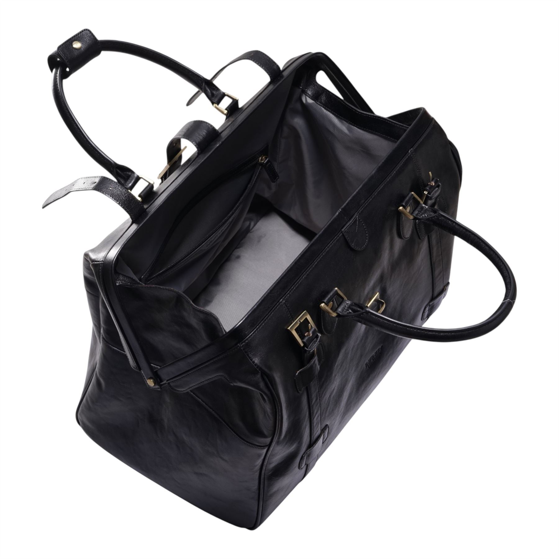 Genuine Leather Black Duffle Holdall Vintage Travel Gym Bag - Windsor